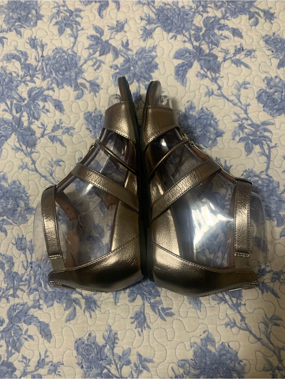 Metallic Bronze Strappy Wedge Heels - Women's - Picture 5 of 6
